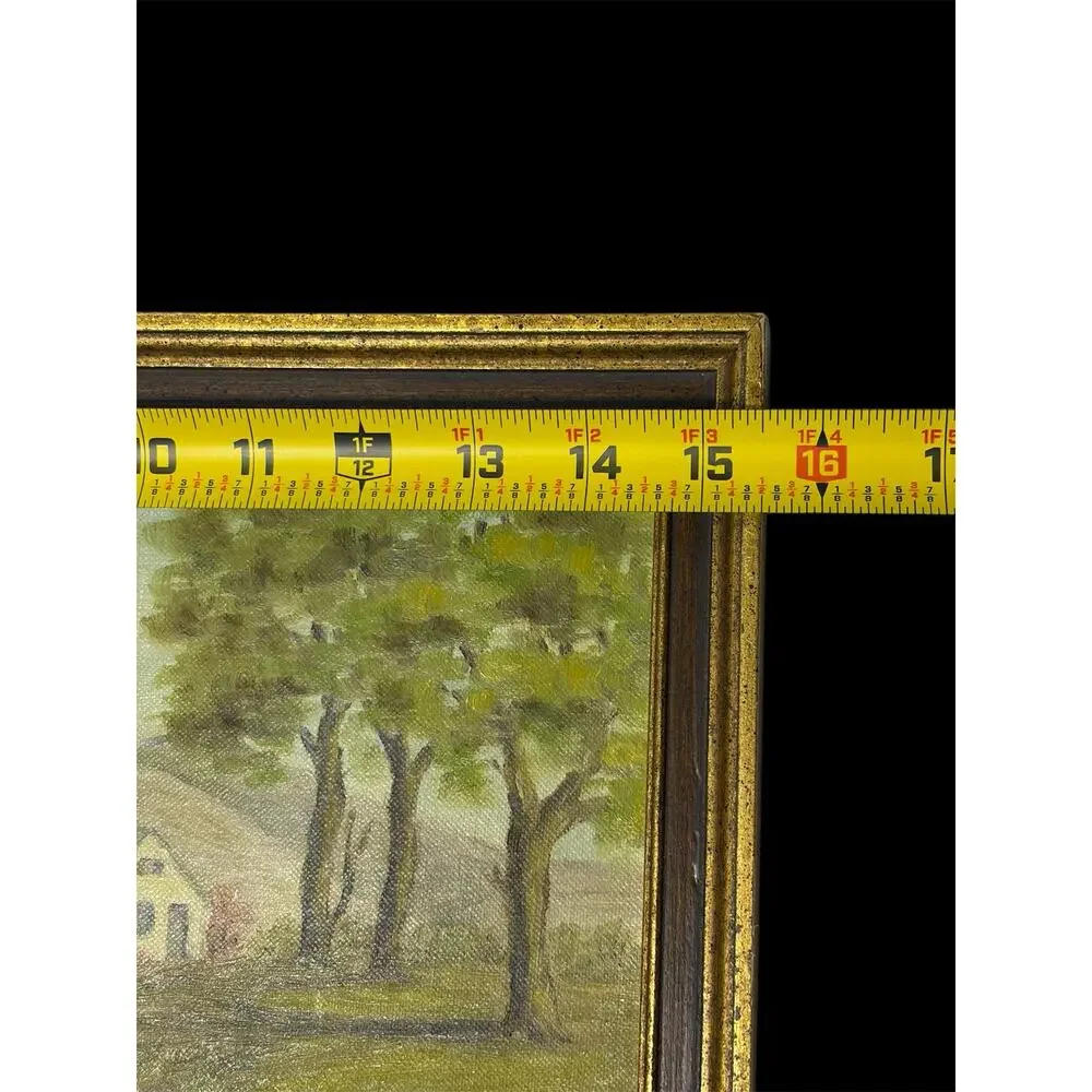 Mid‑century Rural Farmhouse Country Landscape Framed Painting by E. Schoonmaker - Picture 4 of 11